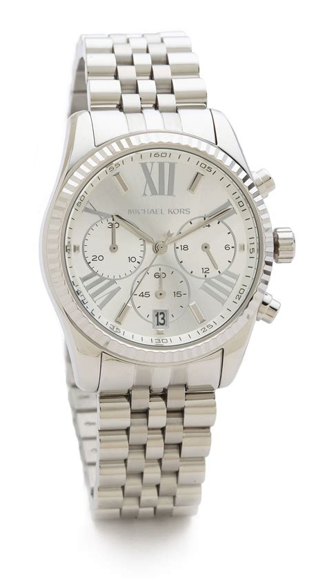 michael kors petite lexington silver watch|michael kors lexington silver.